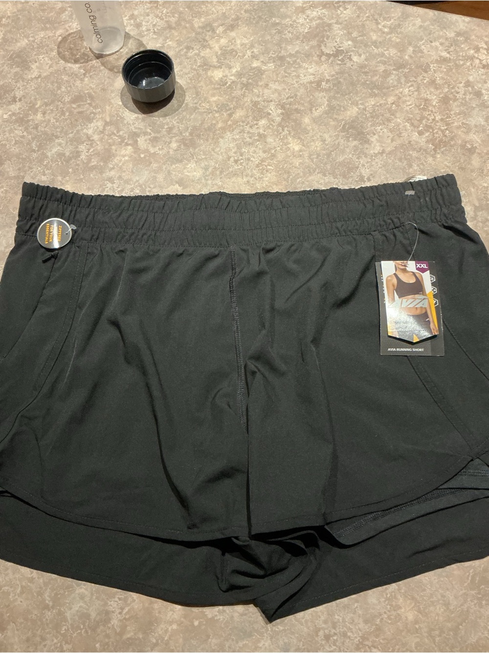 Women’s Avia Black Athletic Running Shorts with Zip Pocket - Picture 3 of 5